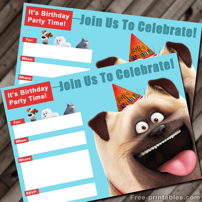 FREE Printable Secret Life of Pets Birthday Invitation • Free-Printables.com
