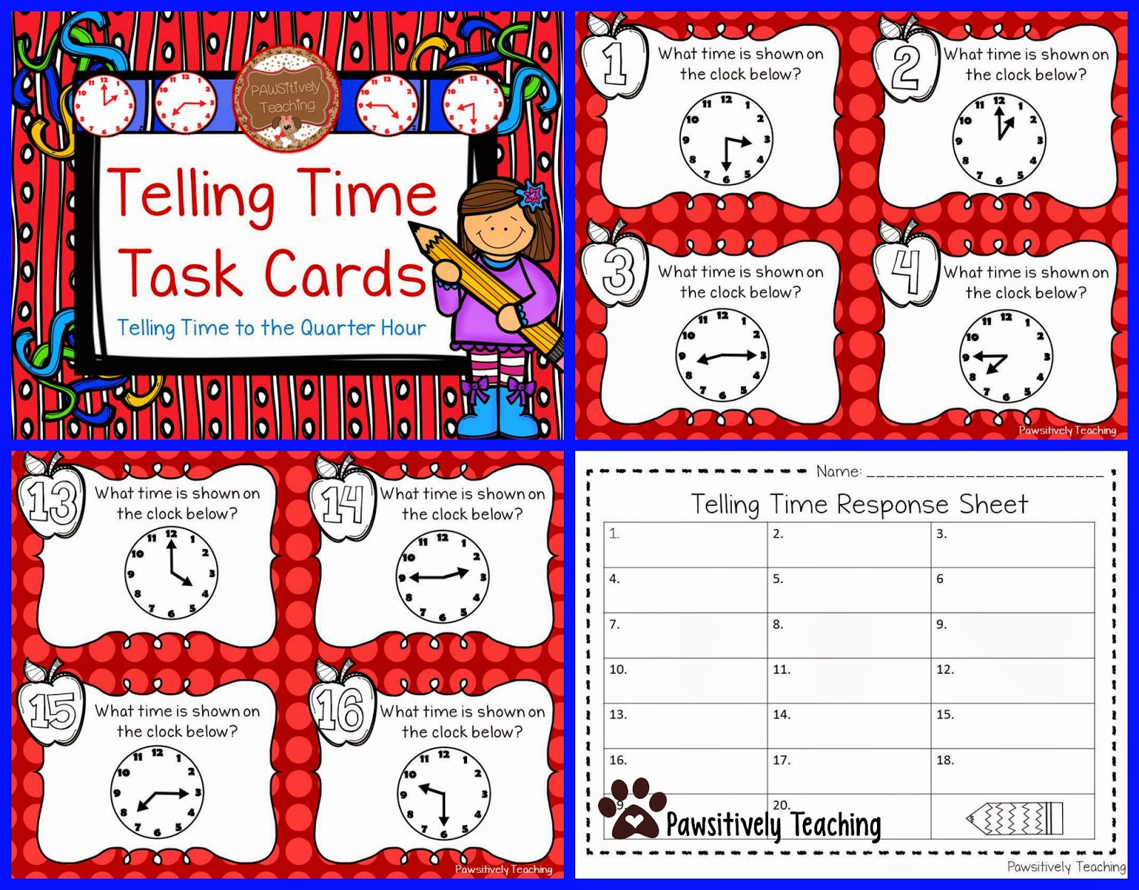 Free Printable Telling Time Activity Pack •