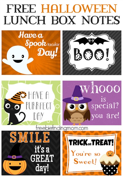 Free Printable Halloween Lunch Box Notes
