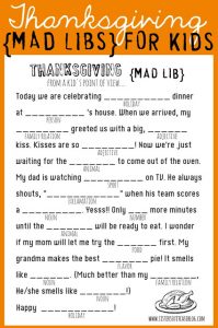 Free Printable Thanksgiving Mad Libs for Kids