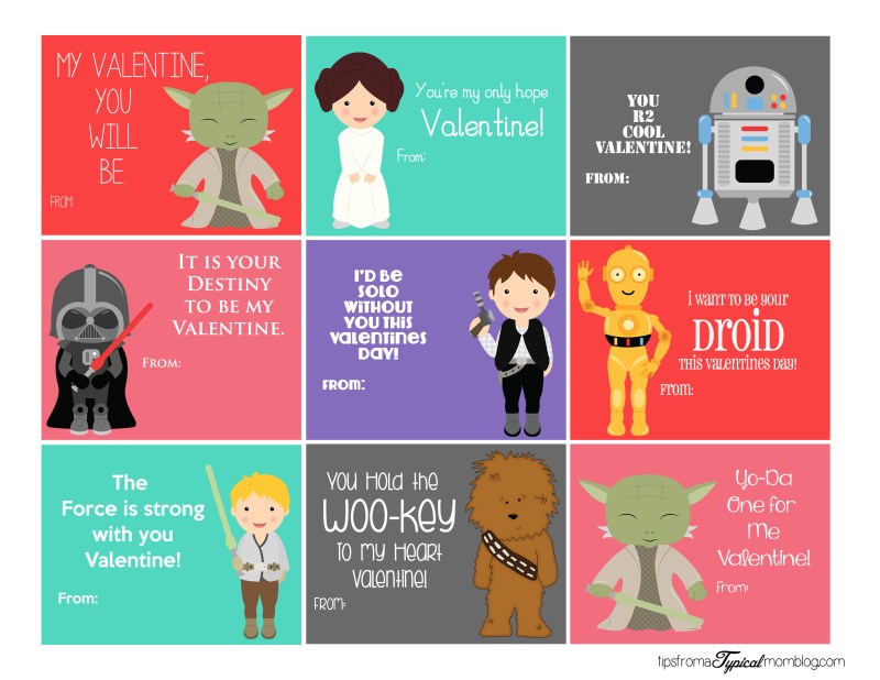 Free Printable Star Wars Valentines •