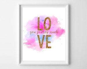 Free Watercolor Valentine's Day Printable with Glitter