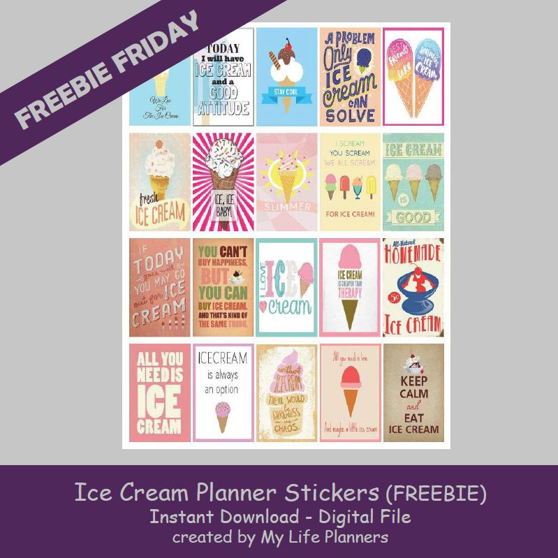 Free Printable Ice Cream Planner Stickers •