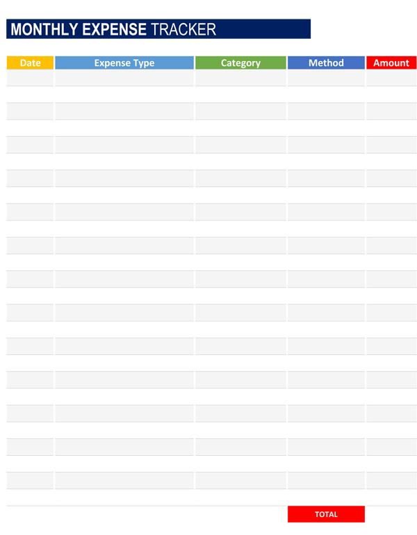 Printable Expense Tracker Template from free-printables.com