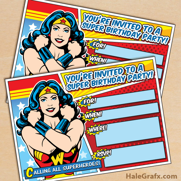 Free Printable Wonder Woman Invitation