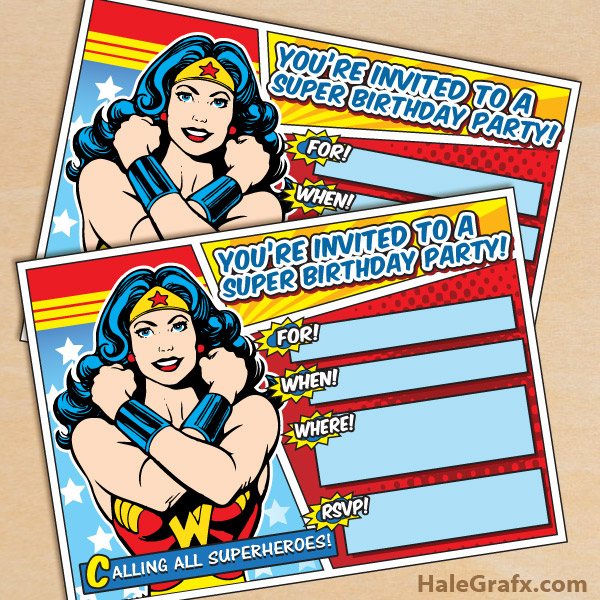 Free Printable Wonder Woman Invitation Free Printables