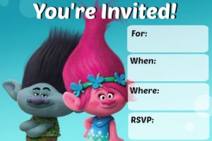 Free Printable Trolls Party Invitations • Free-Printables.com