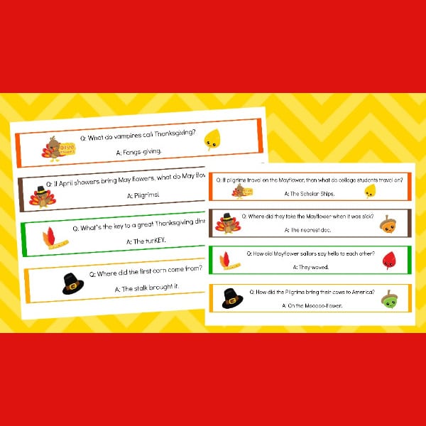 FREE Printable Thanksgiving Jokes Napkin Rings