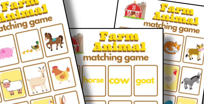 Free Printable Farm Animal Memory Matching Game • Free-Printables.com