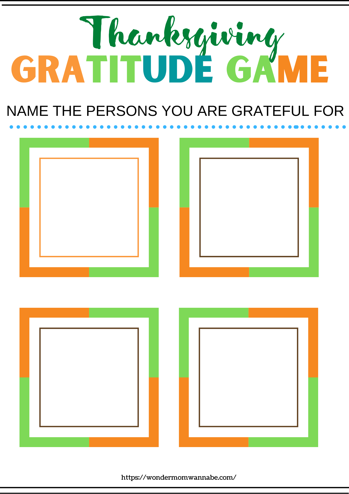 FREE Printable Thanksgiving Gratitude Game