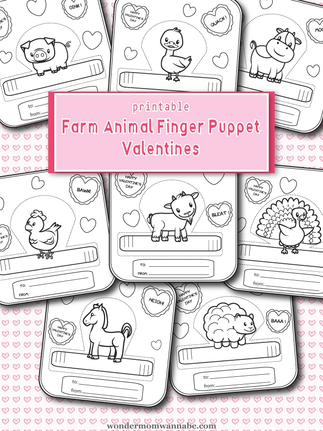 Free Printable Farm Animal Valentine Finger Puppets Free Printable Farm Animal Valentine Finger Puppets