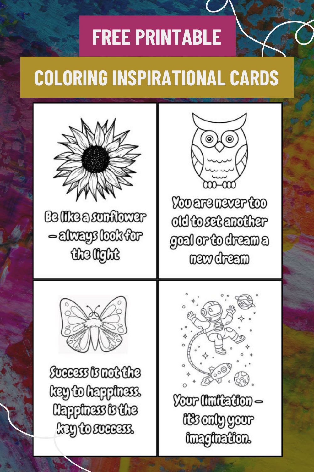 Free Printable Coloring Motivational Cards