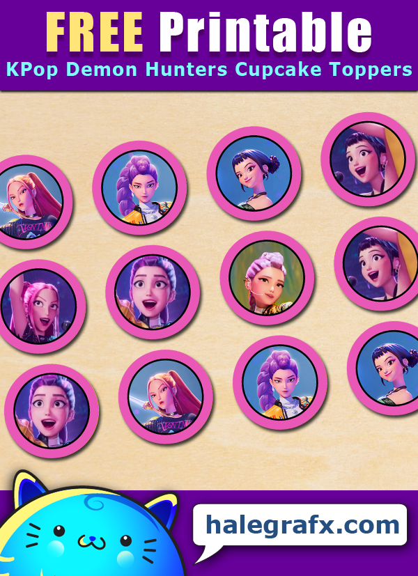 FREE Printable KPop Demon Hunters Cupcake Toppers FREE Printable KPop Demon Hunters Cupcake Toppers