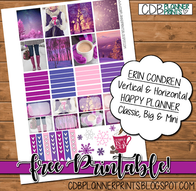 FREE Printable Purple Winter Planner Stickers