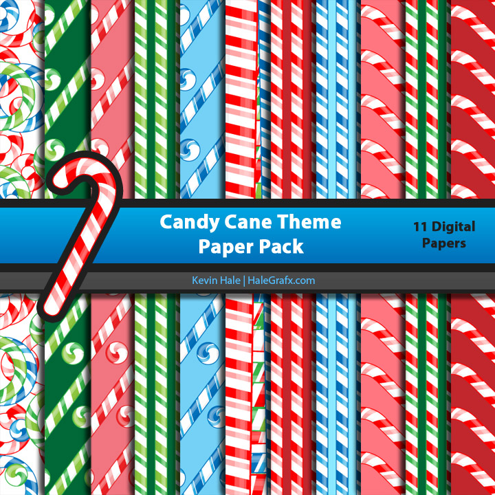 FREE Christmas Candy Cane Digital Paper Pack