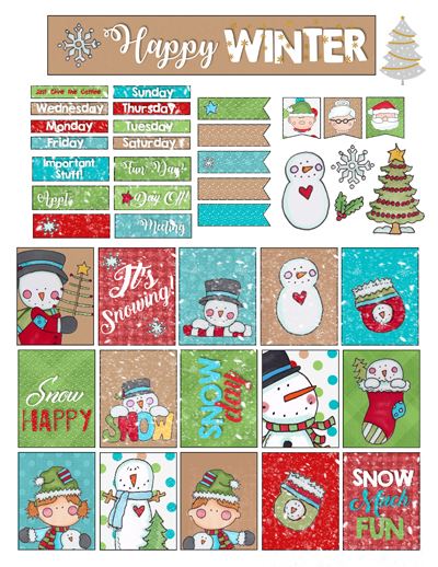 FREE Printable Winter Planner Stickers