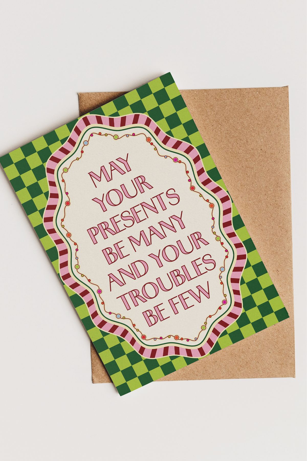 FREE Printable "Many Presents Few Troubles" Christmas Card